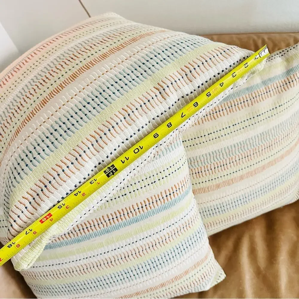 4 TARGET Cream Tan Beige Striped Blue Orange Textured Pillow Case 19